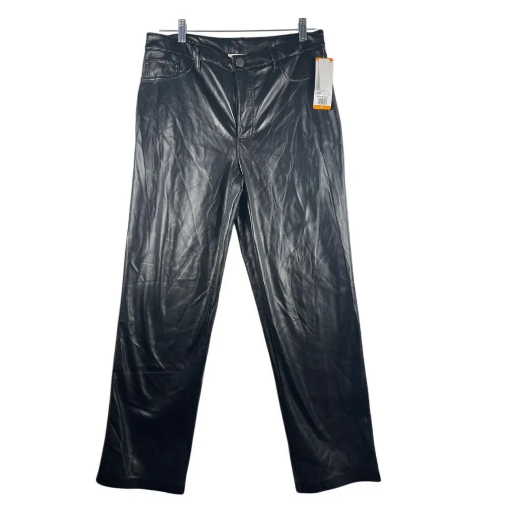 NWT Joie‎ Vegan Leather Black Pants, Polyurethane coating, pockets, sleek